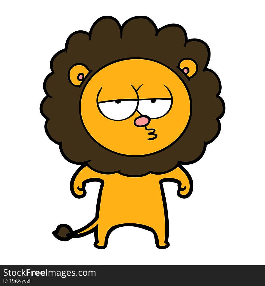 cartoon bored lion. cartoon bored lion