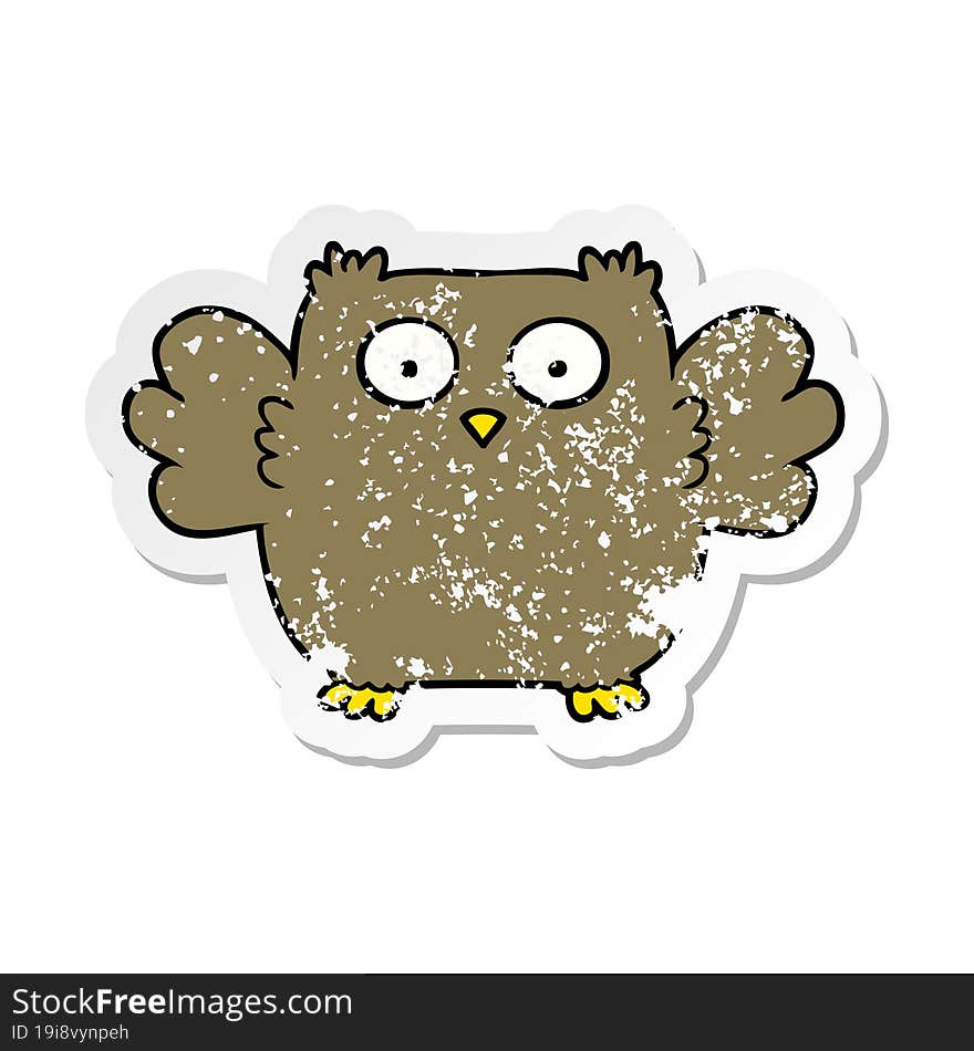 distressed sticker of a cute cartoon owl