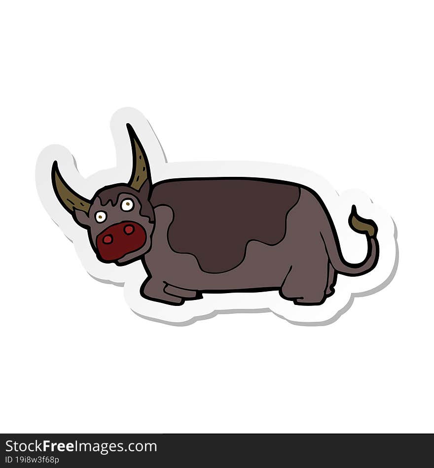 Sticker Of A Cartoon Bull