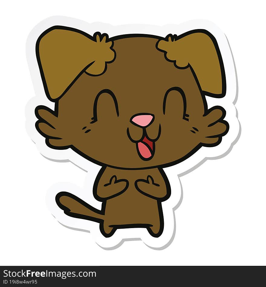 Sticker Of A Laughing Cartoon Dog