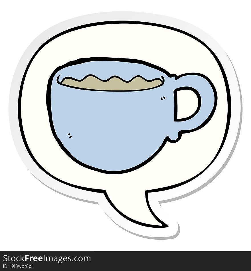 cartoon coffee cup and speech bubble sticker