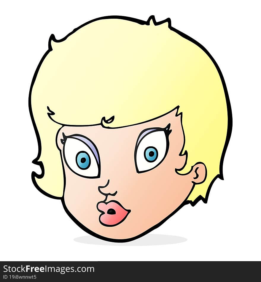 Cartoon Surprised Female Face