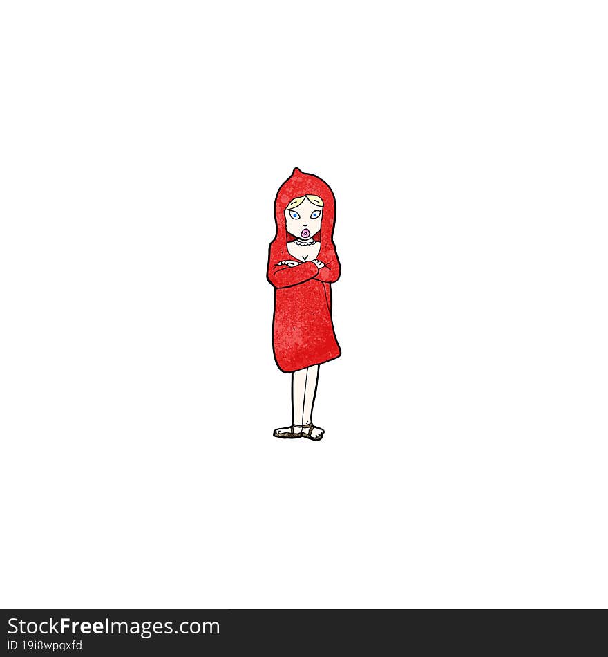 cartoon woman in red coat