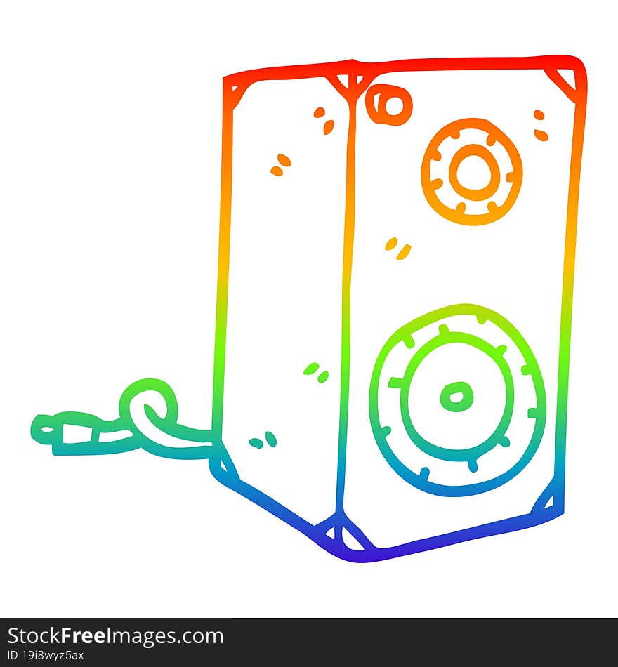 rainbow gradient line drawing of a cartoon retro speaker