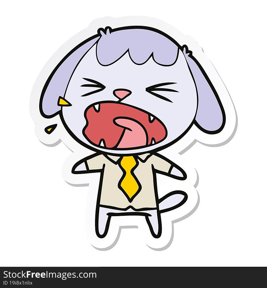 sticker of a cute cartoon dog barking