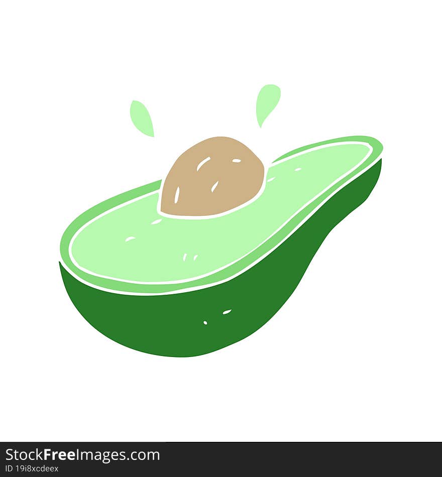 Flat Color Illustration Of A Cartoon Avocado