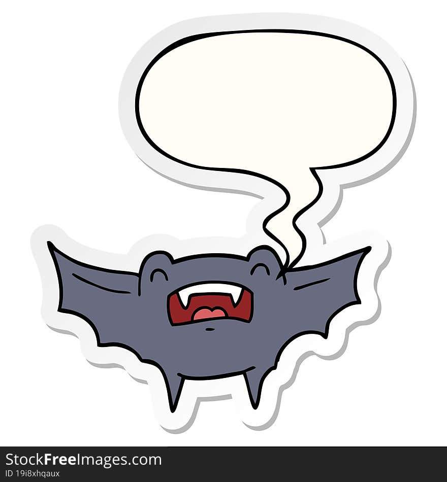 cartoon vampire bat with speech bubble sticker