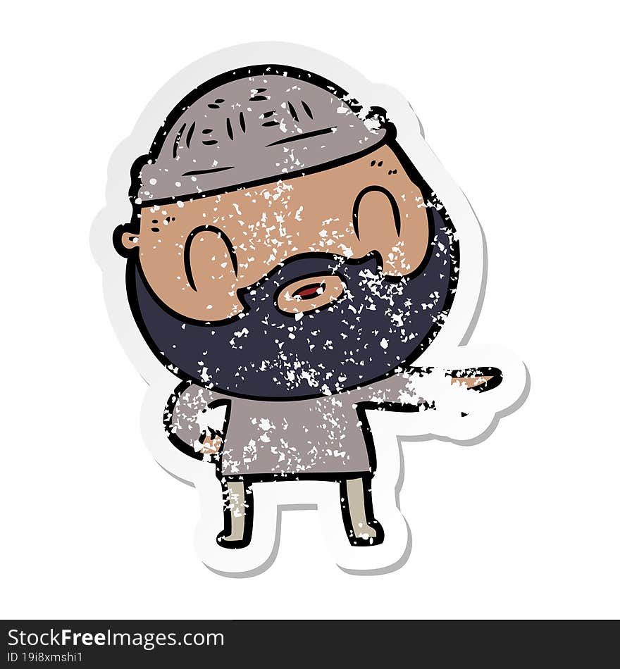 distressed sticker of a cartoon bearded man