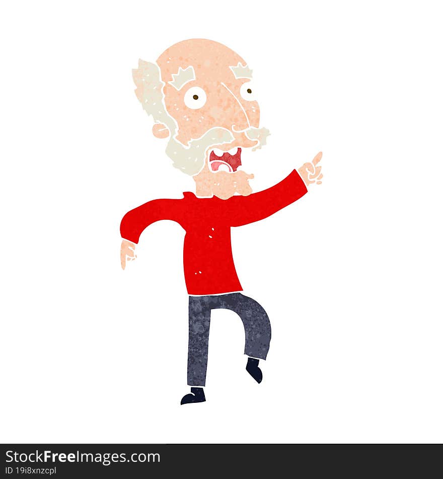 cartoon frightened old man