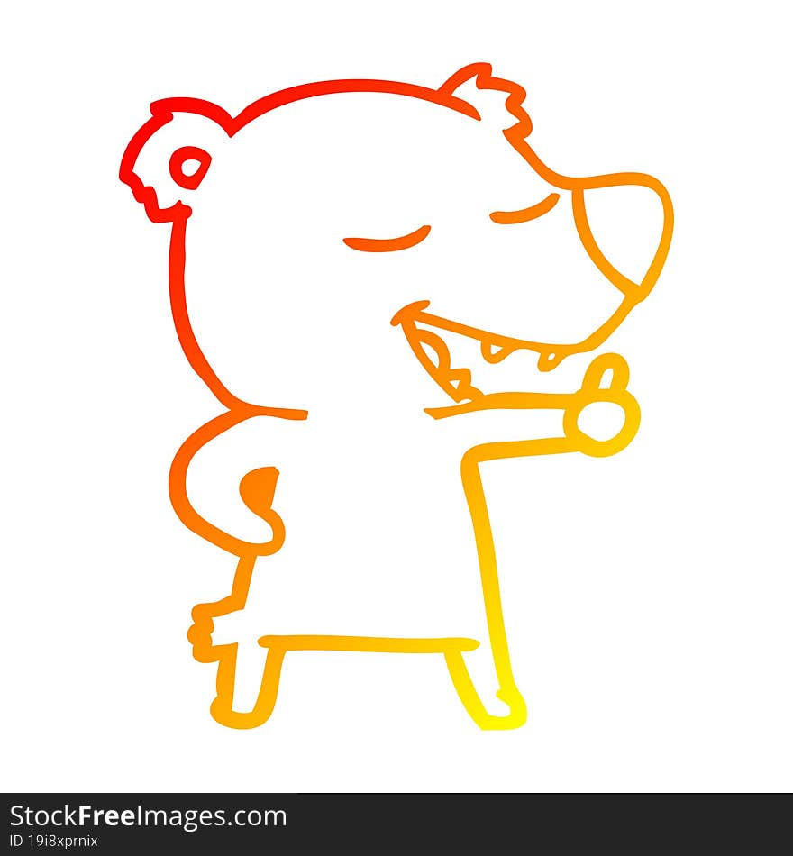 warm gradient line drawing cartoon bear