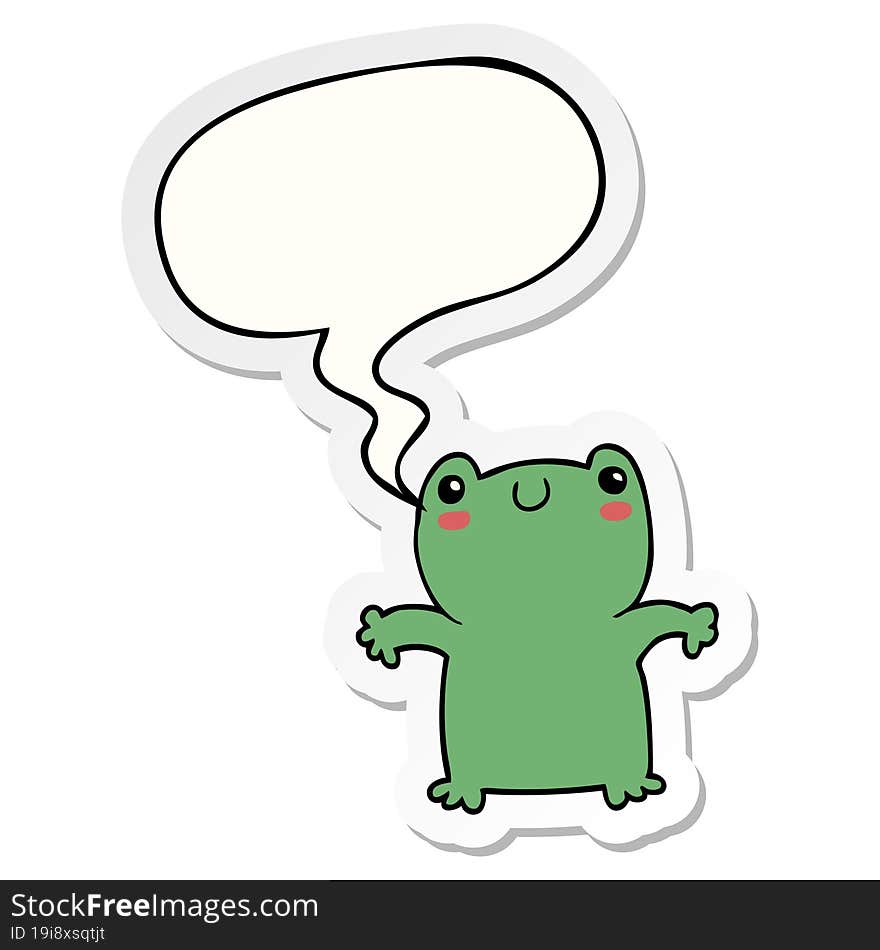 Cartoon Frog And Speech Bubble Sticker