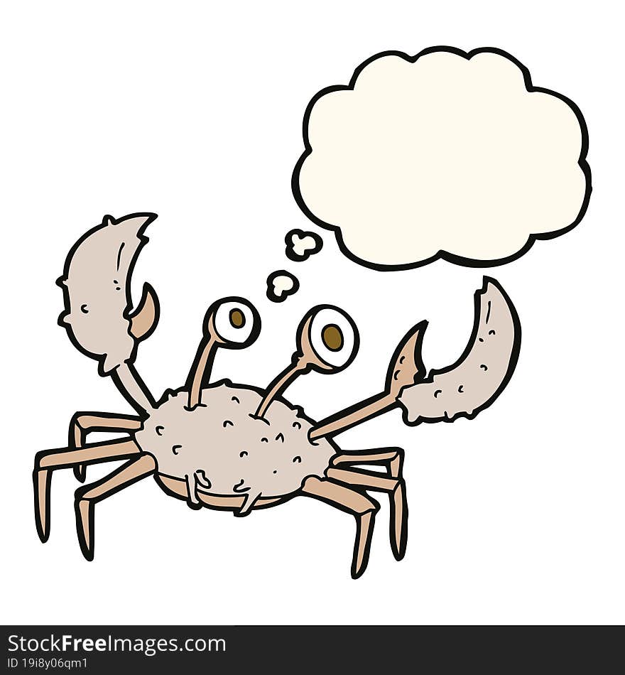 cartoon crab with thought bubble