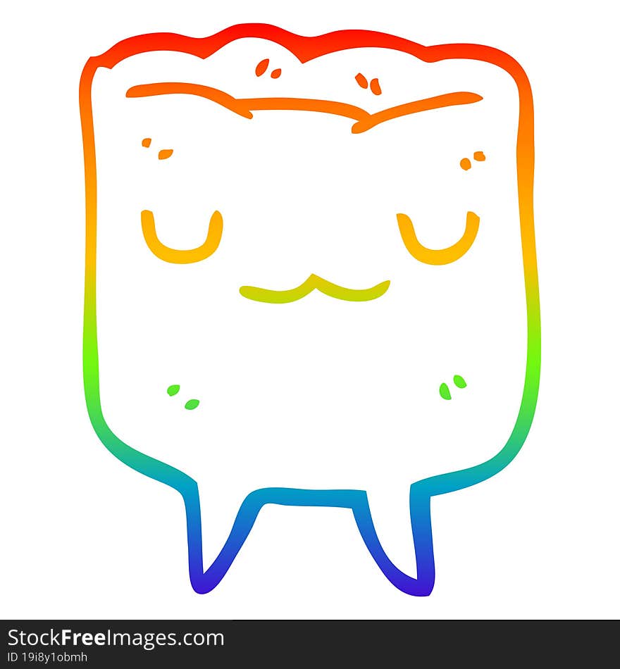 Rainbow Gradient Line Drawing Cartoon Tooth