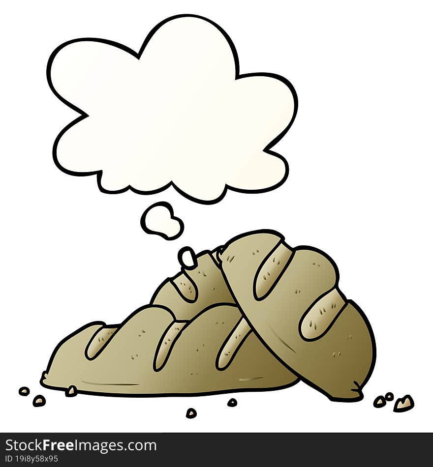 cartoon loaves of bread with thought bubble in smooth gradient style