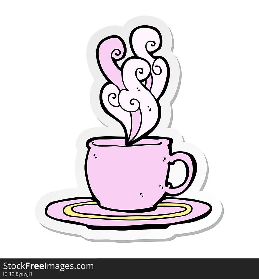 sticker of a cartoon tea cup