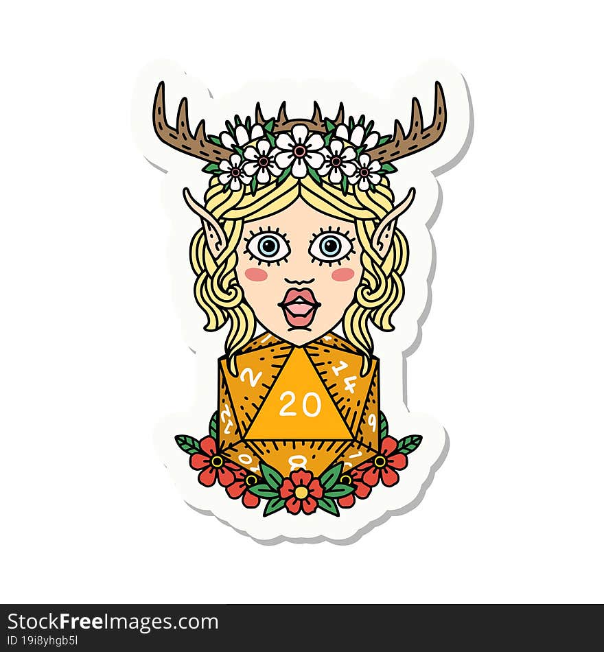 Elf Druid Character Face Sticker