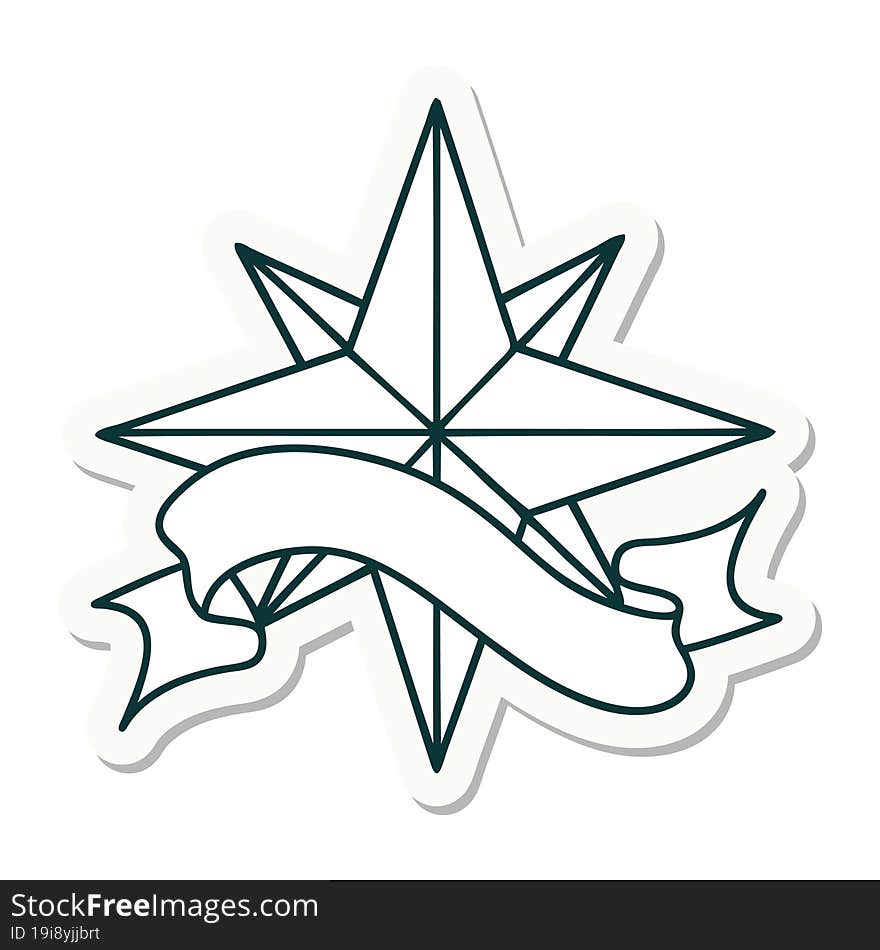 tattoo sticker with banner of a star