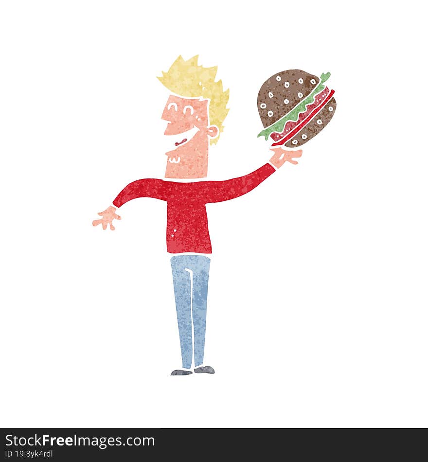 Cartoon Man With Burger