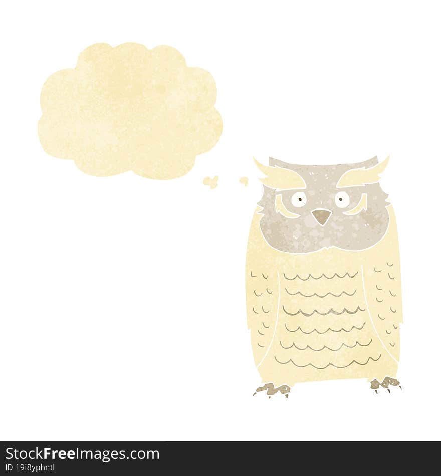 cartoon owl with thought bubble