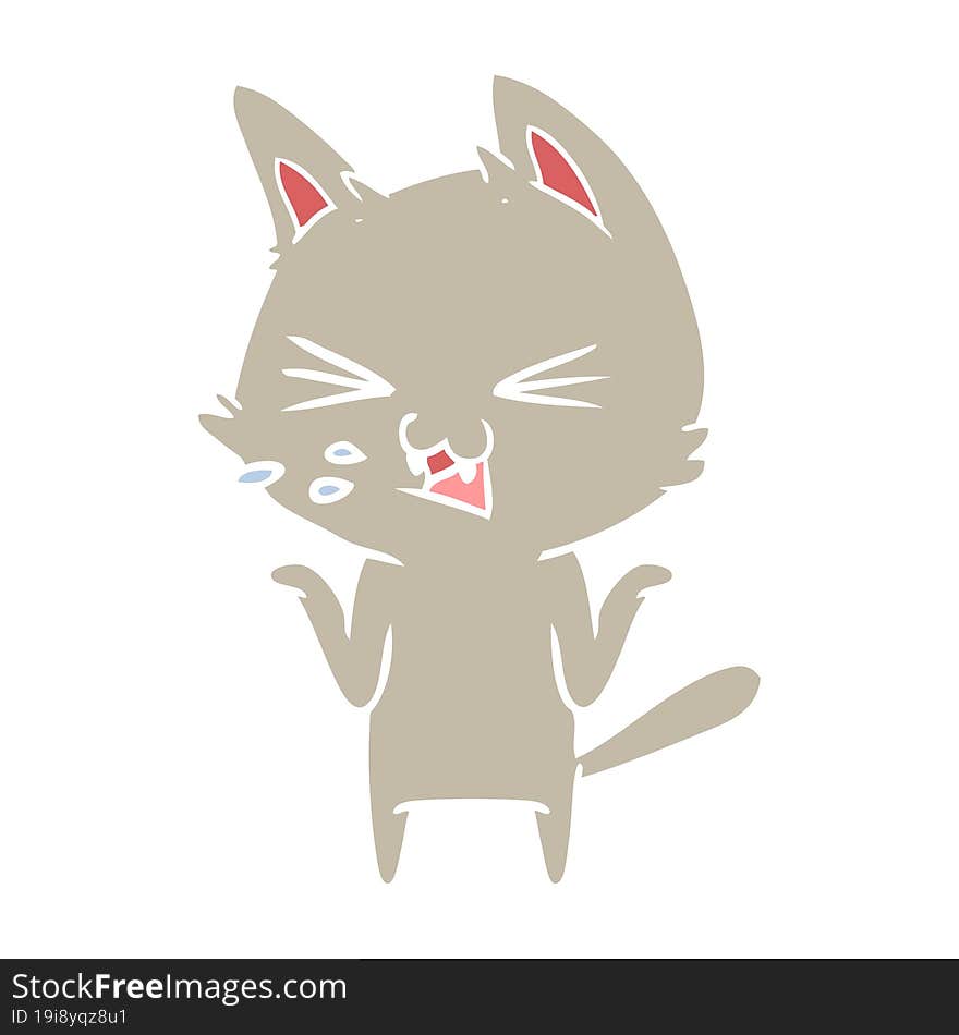 flat color style cartoon cat hissing