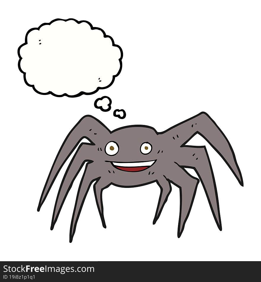 freehand drawn thought bubble cartoon happy spider