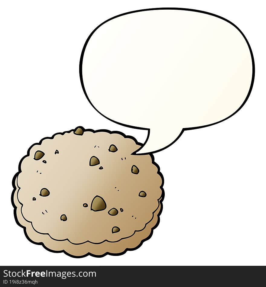 cartoon biscuit and speech bubble in smooth gradient style