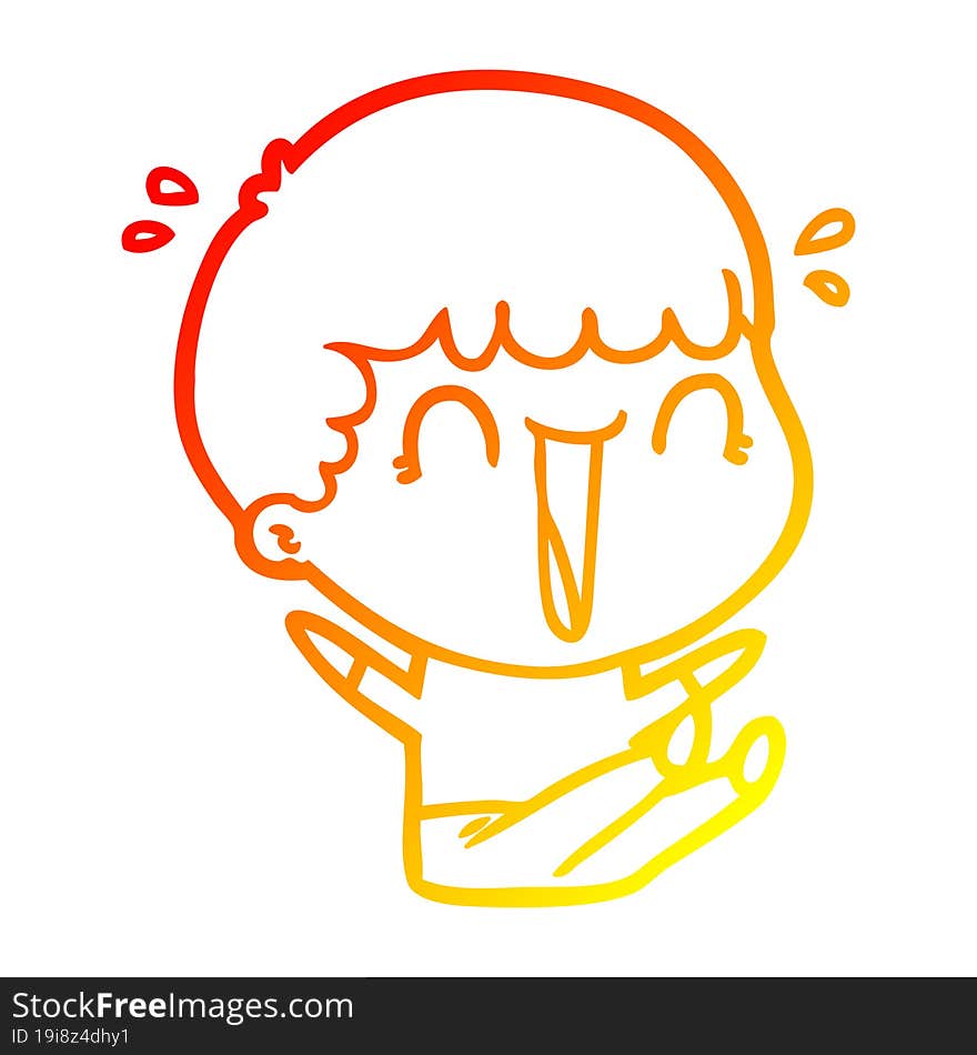 Warm Gradient Line Drawing Laughing Cartoon Man