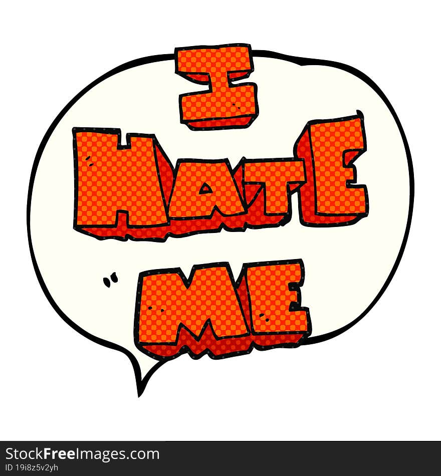 I hate me comic book speech bubble cartoon symbol