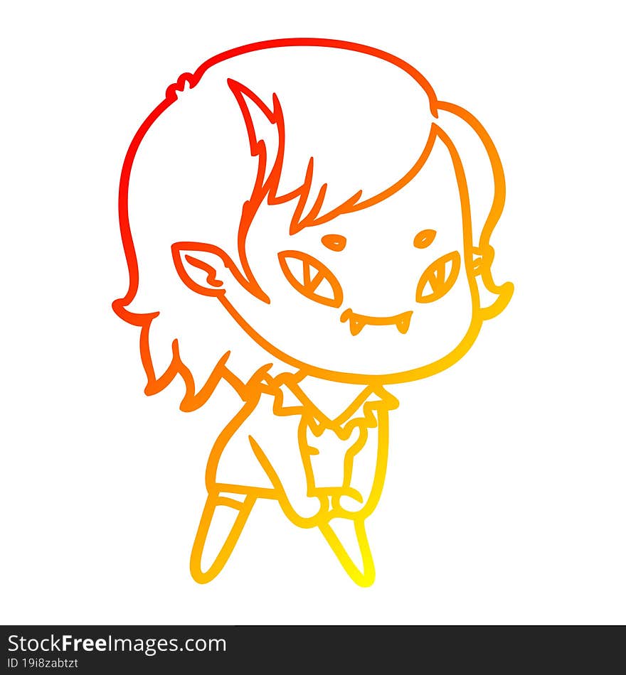 warm gradient line drawing cartoon friendly vampire girl