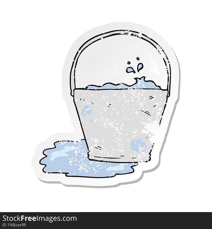 retro distressed sticker of a cartoon bucket of water