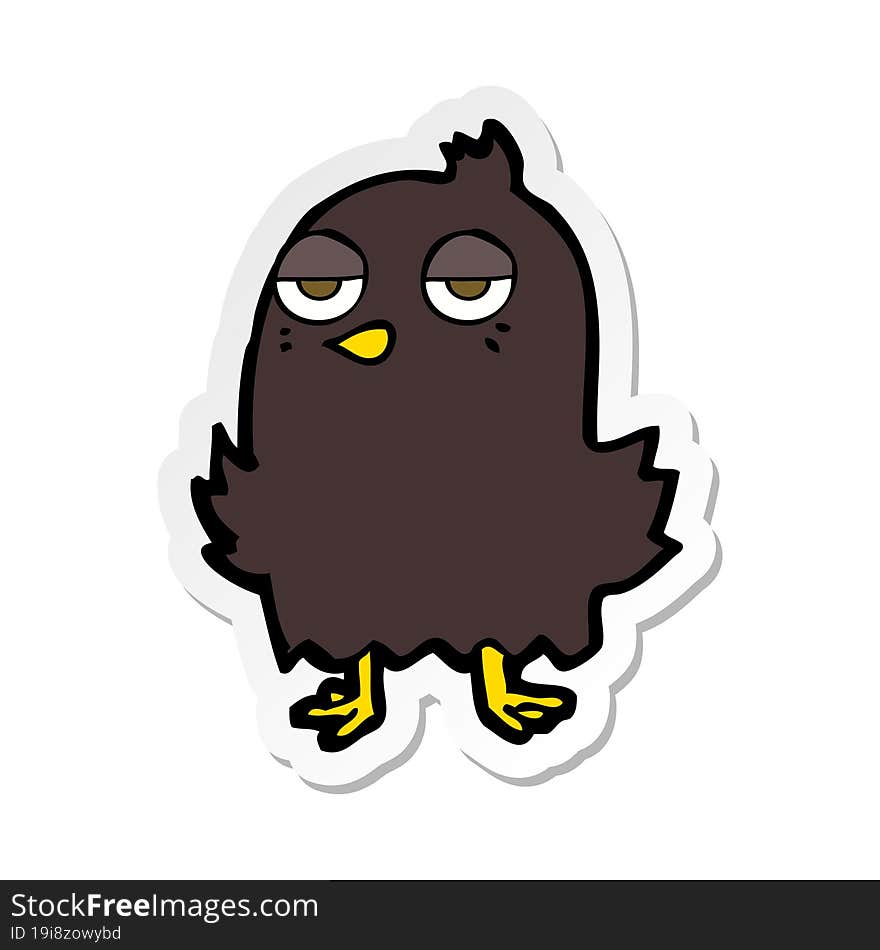 sticker of a cartoon bored bird