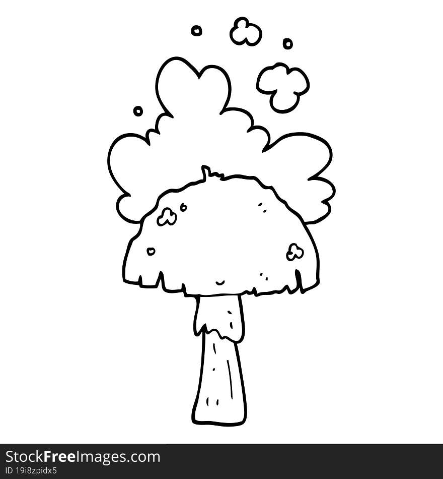 Cartoon Mushroom With Spore Cloud