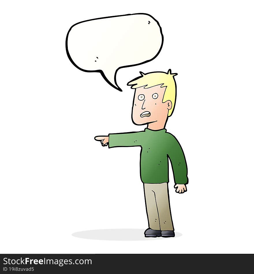 Cartoon Pointing Man With Speech Bubble