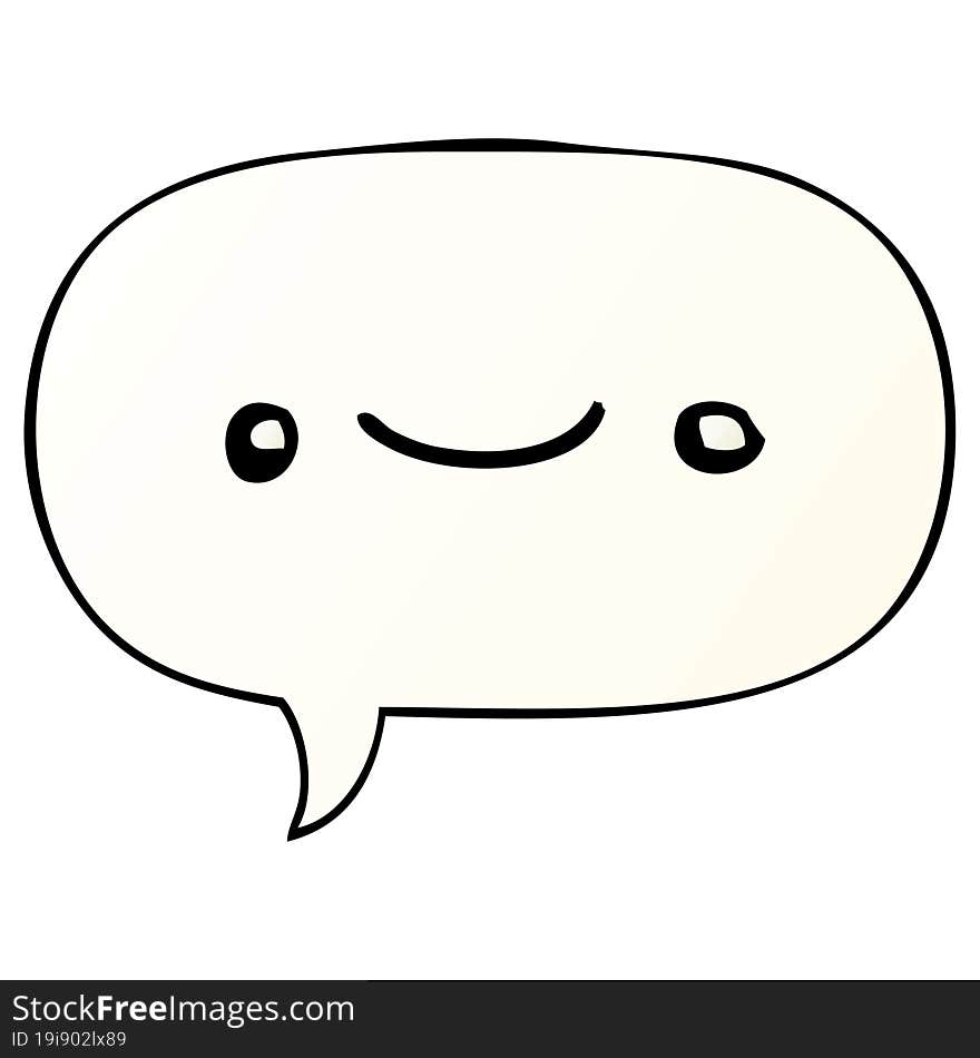 happy cartoon face with speech bubble in smooth gradient style