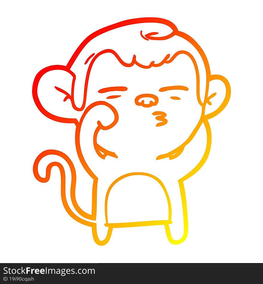 warm gradient line drawing cartoon suspicious monkey