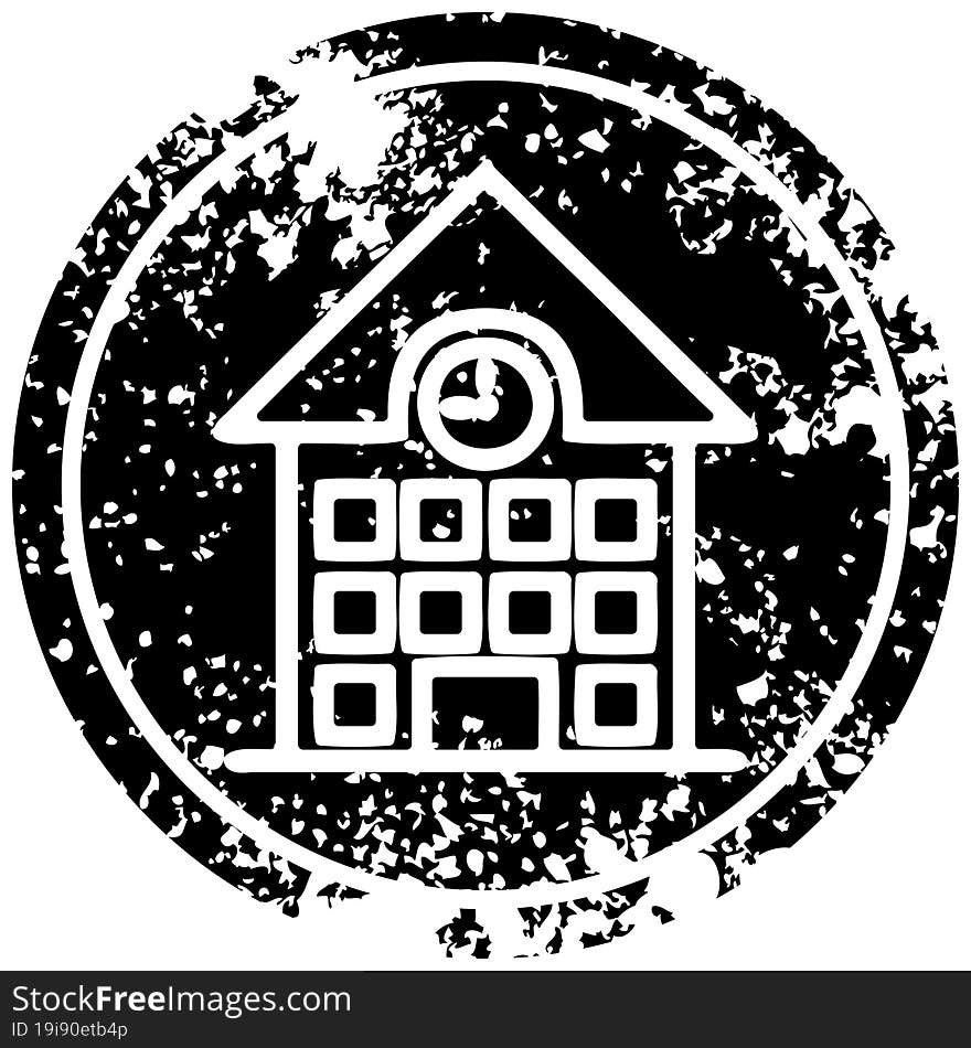 school house distressed icon