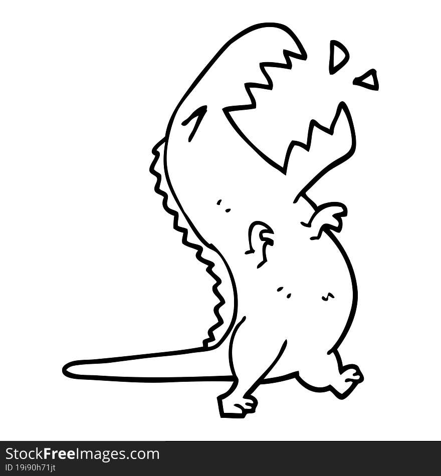 line drawing cartoon roaring t rex