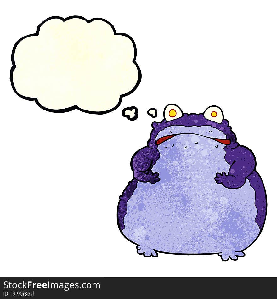 cartoon fat frog with thought bubble