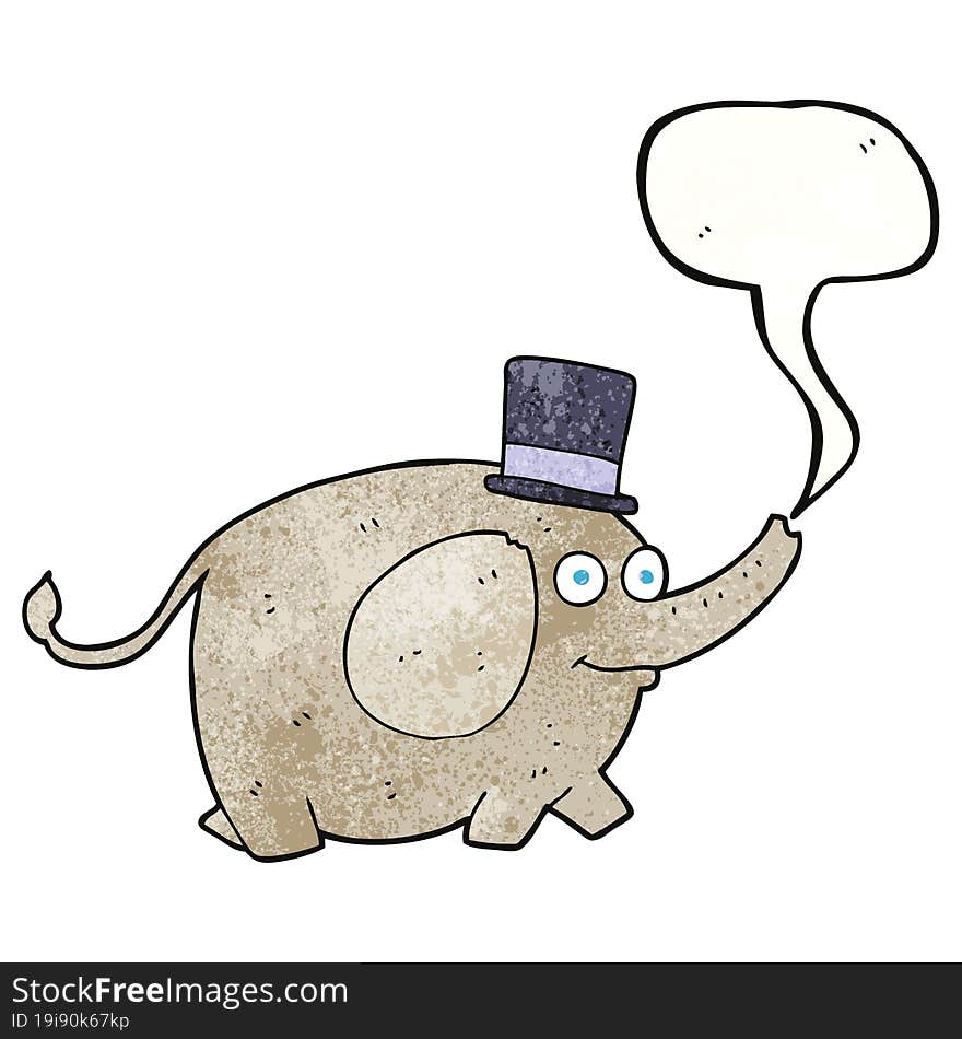 speech bubble textured cartoon elephant