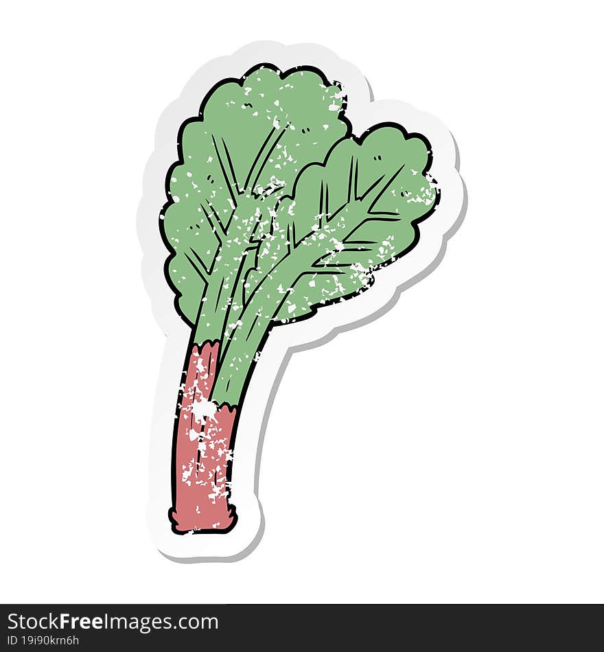 distressed sticker of a cartoon rhubarb