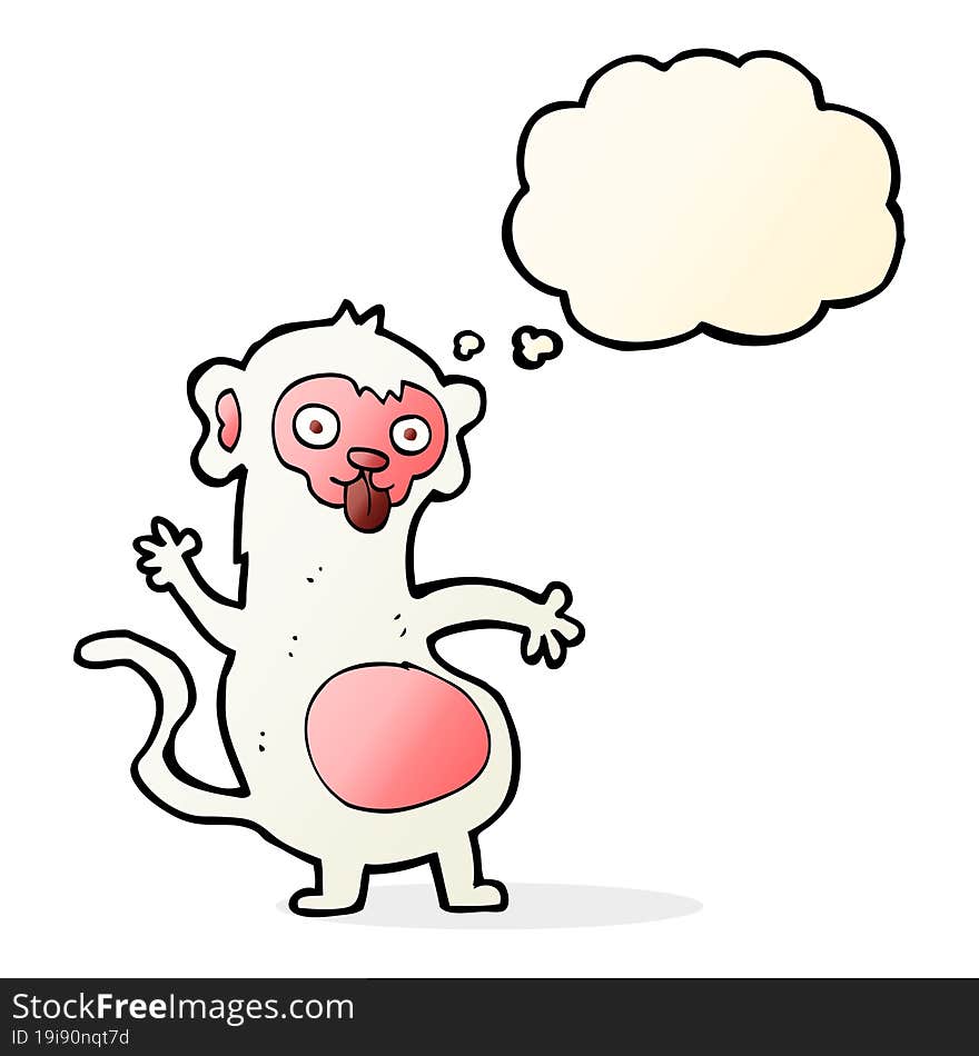 funny cartoon monkey with thought bubble