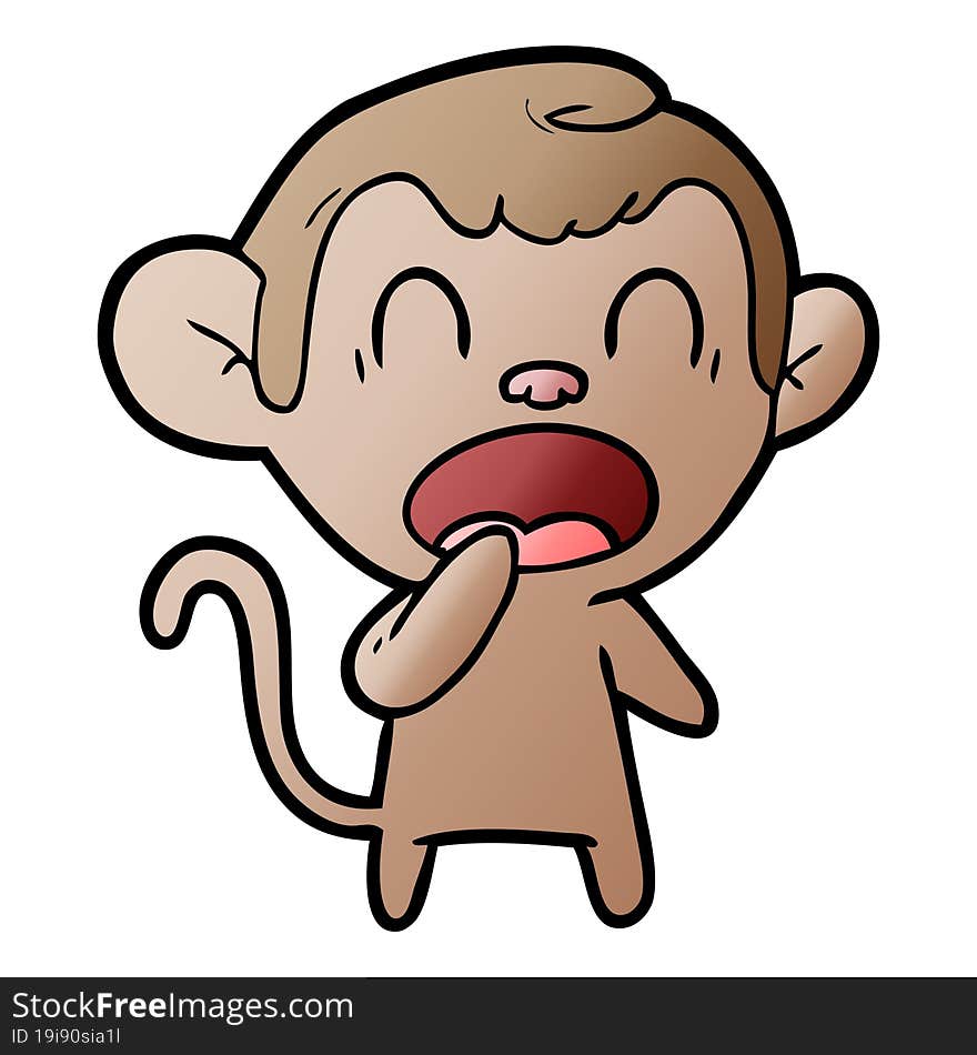 yawning cartoon monkey. yawning cartoon monkey