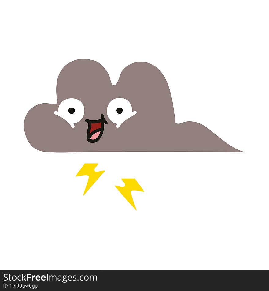 flat color retro cartoon storm cloud