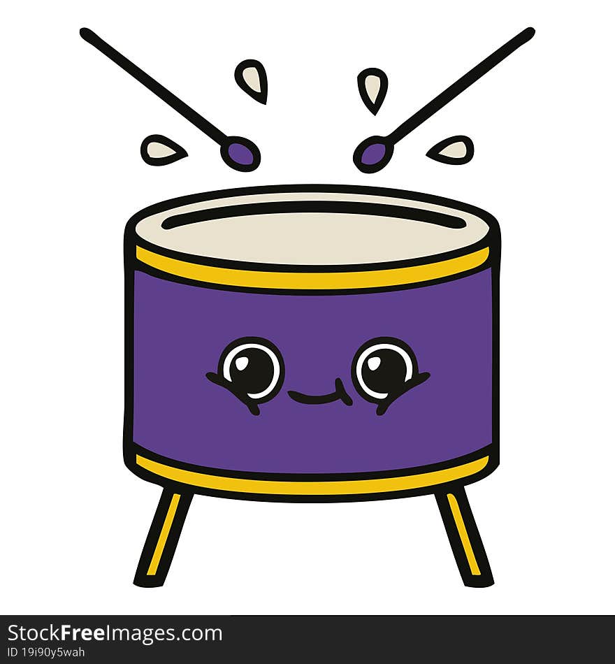 cute cartoon of a drum. cute cartoon of a drum