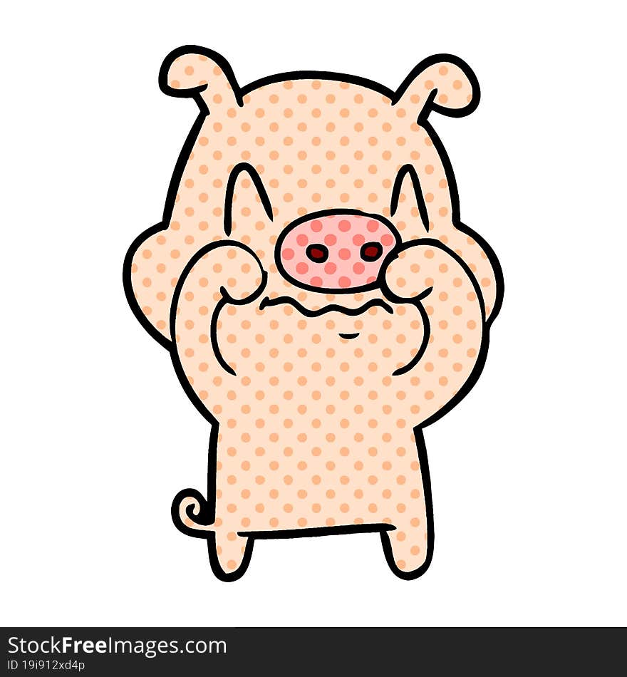 nervous cartoon pig. nervous cartoon pig