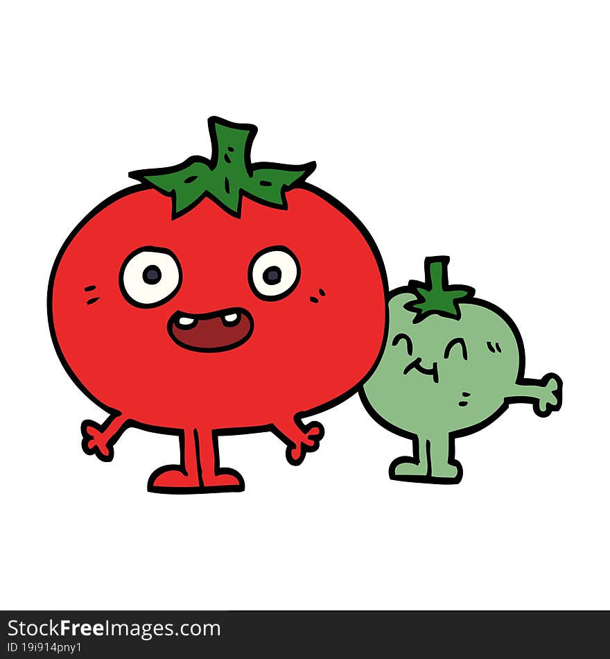 cartoon doodle happy tomatoes