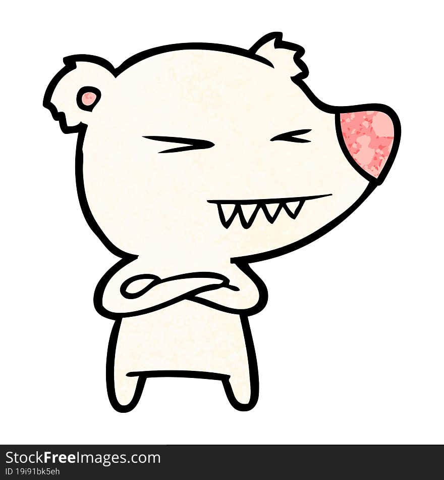 angry polar bear cartoon with folded arms. angry polar bear cartoon with folded arms