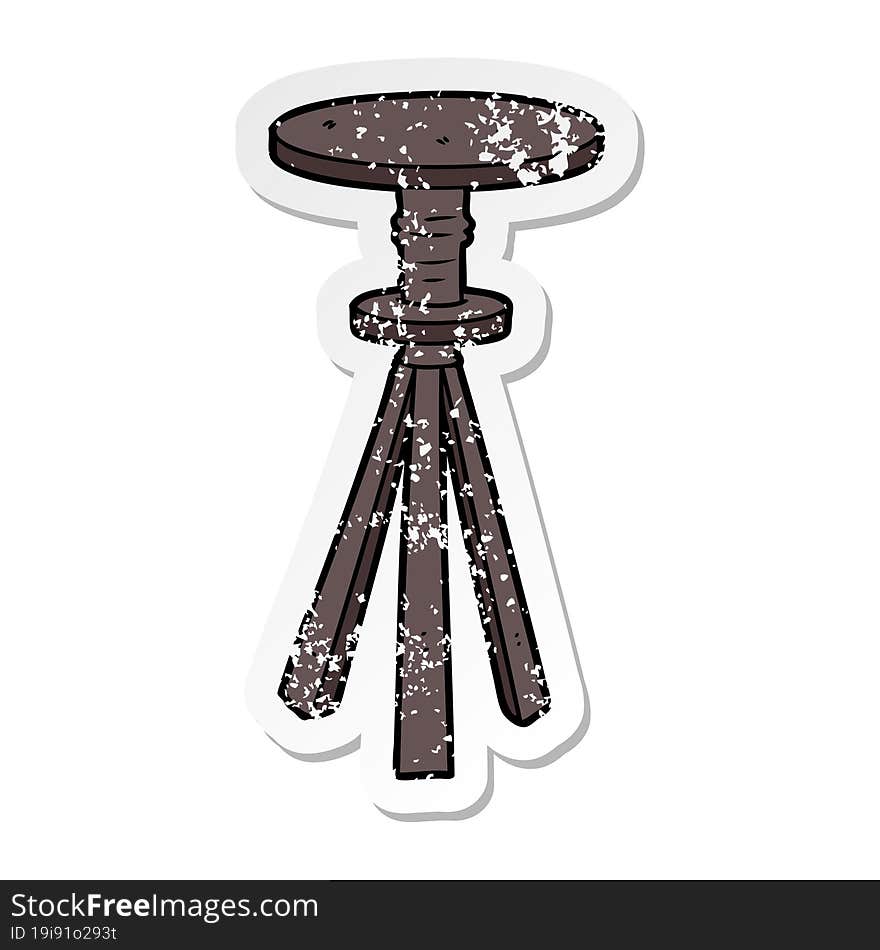 distressed sticker of a cartoon stool