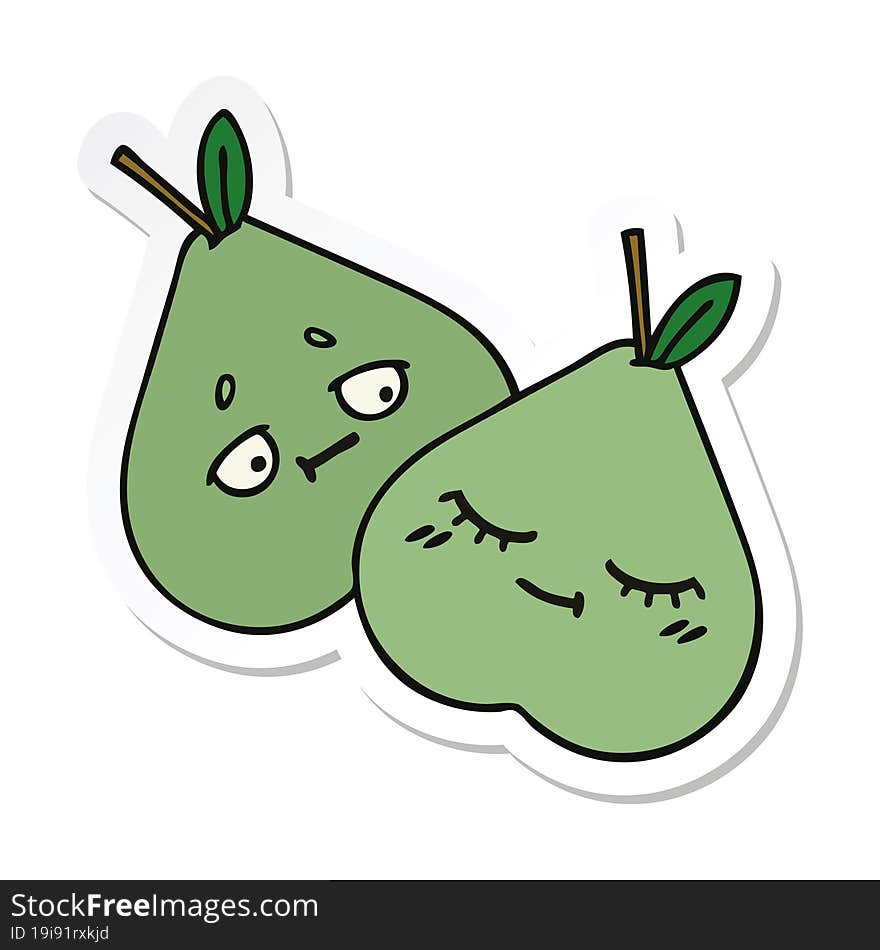 sticker of a cute cartoon green pear