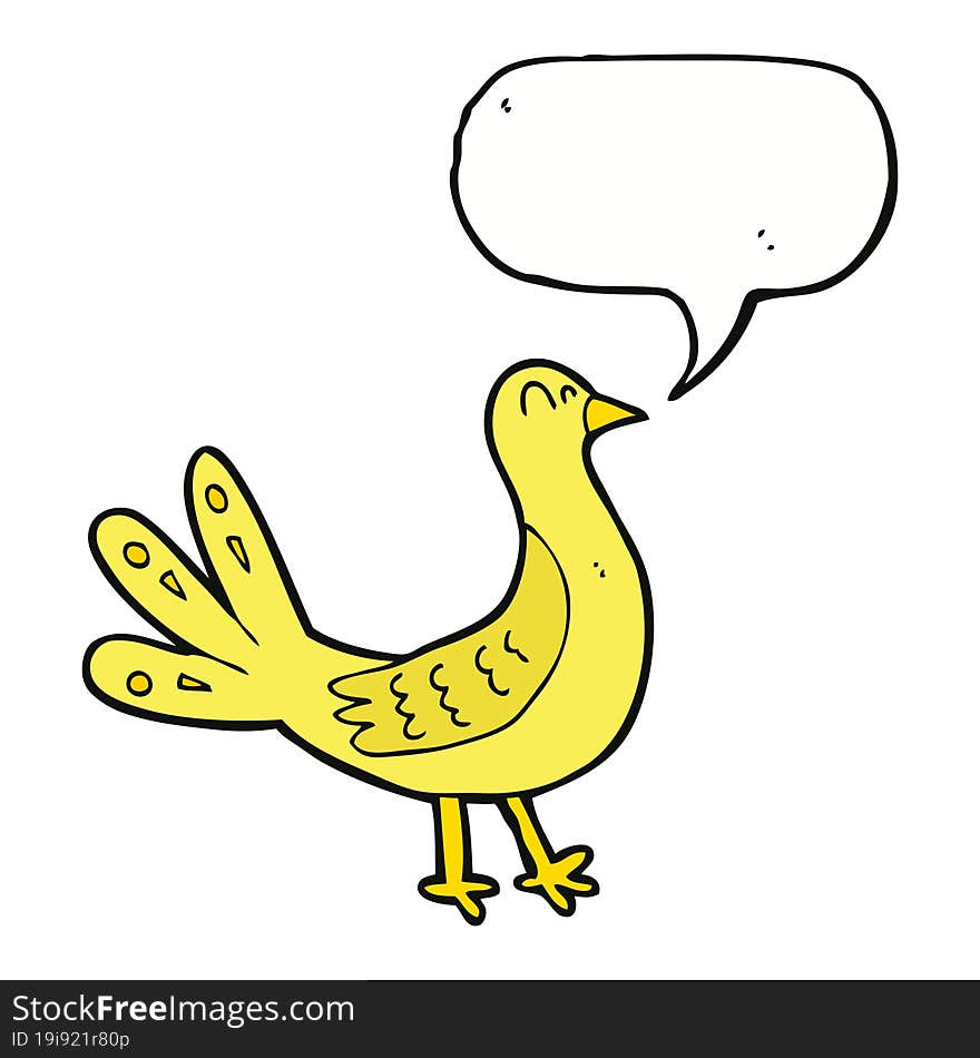 Cartoon Bird With Speech Bubble